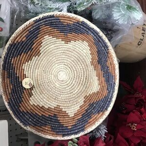 Handcrafted Woven Basket in Natural and Brown Tones